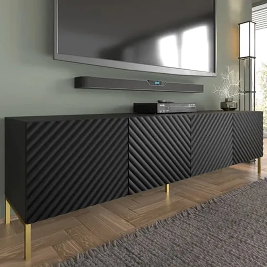 Sanford TV Stand with 4 Doors - Black