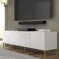 Sanford TV Stand with 4 Doors - White