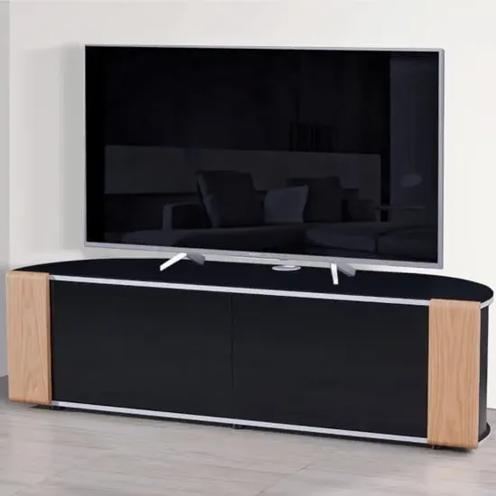 Sanja Large Corner TV Stand with Doors - Walnut