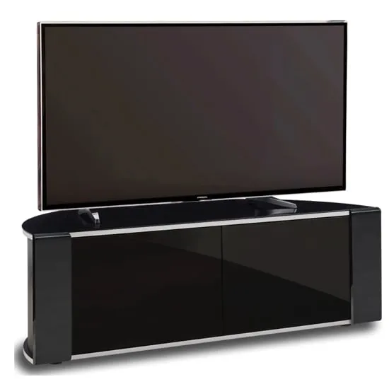 Sanja Medium Corner TV Stand with Doors - Black image