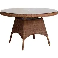 Sanmo Round Outdoor Dining Table - Red Pine, Glass