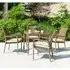Sanmo Square Dining Table with 4 Stacking Armchairs - Red Pine