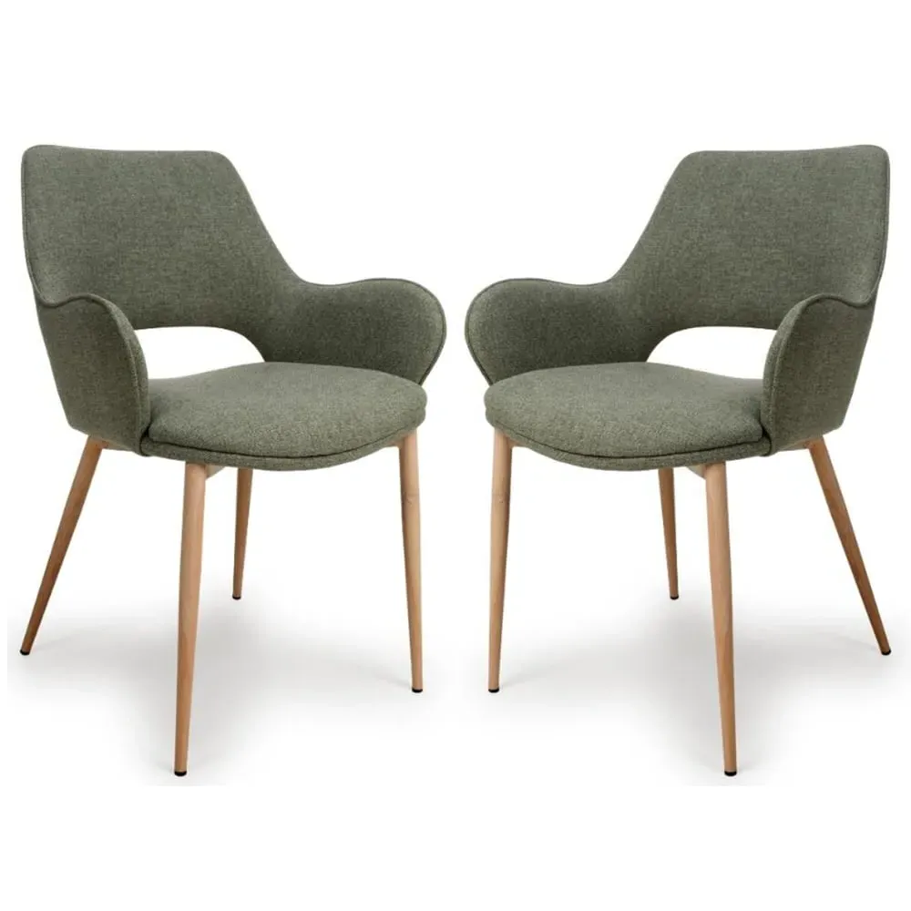 Sanremo Dining Chairs in Pair - Sage, Oak