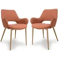 Sanremo Dining Chairs with Oak Legs - Brick, Fabric
