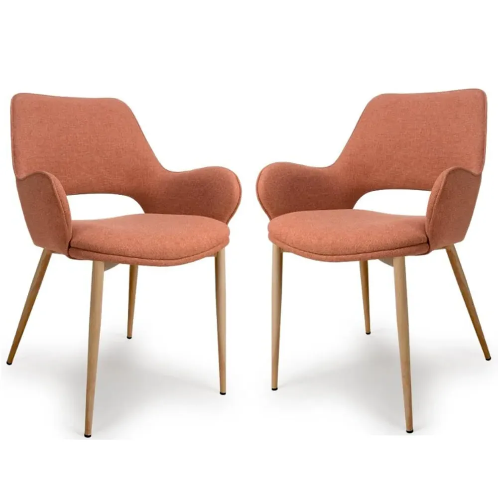 Sanremo Dining Chairs with Oak Legs - Brick, Fabric image