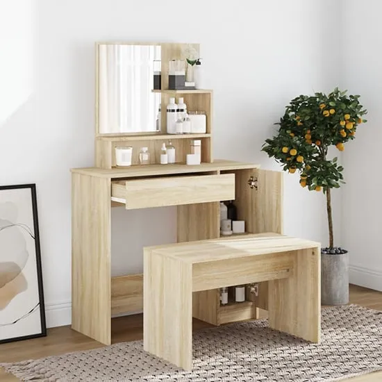 Sansa Dressing Table with Mirror - Sonoma Oak