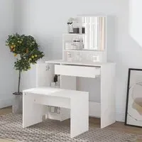 Sansa Dressing Table with Mirror - White, Engineered Wood