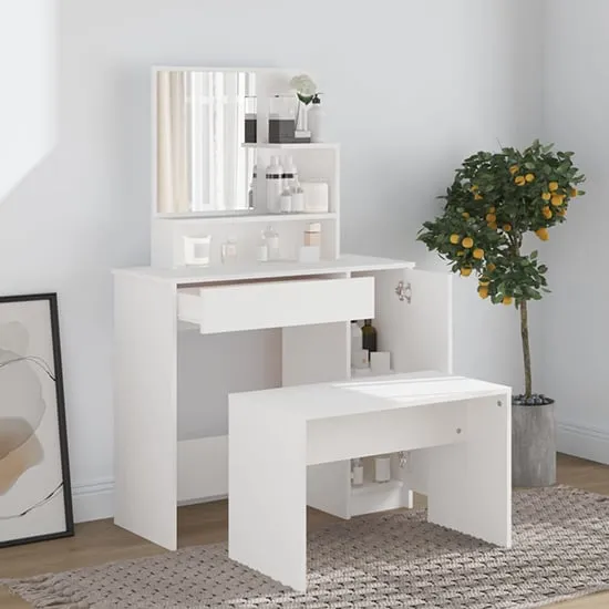 Sansa Dressing Table with Mirror - White, Engineered Wood