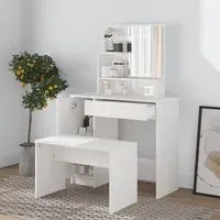 Sansa High Gloss Dressing Table with Mirror - White