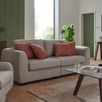 Santiago 2-Seater Sofa with Black Legs - Natural, Chenille