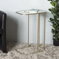 Santiago Clear Glass End Table - Gold Steel