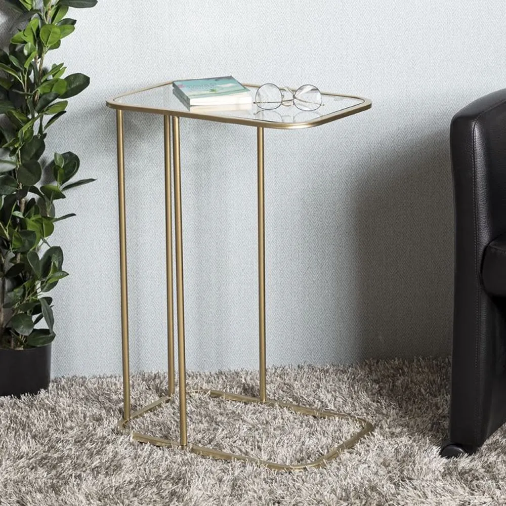 Santiago Clear Glass End Table - Gold Steel image