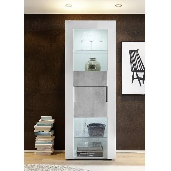 Santino Display Cabinet with LED - White, High Gloss image