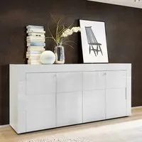 Santino Sideboard with 4 Doors - White, High Gloss