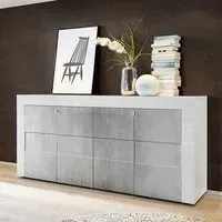 Santino Sideboard with 4 Doors - White, High Gloss