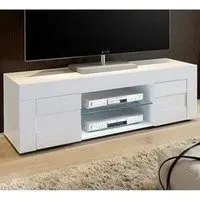 Santino TV Stand with 2 Doors - White, High Gloss