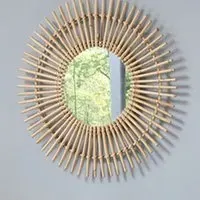 Santol Starburst Round Wall Mirror - Natural, Rattan