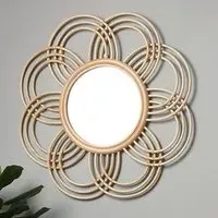 Santol Sunflower Round Wall Mirror - Natural, Rattan