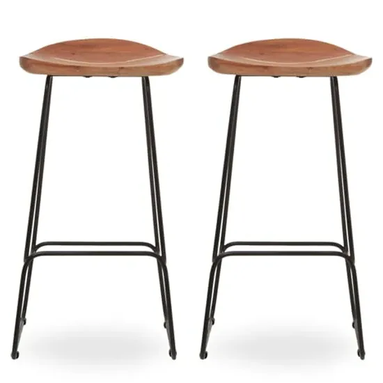 Santorini Bar Stools Pair - Natural, Acacia