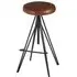 Santorini Round Stool with Height Adjustment - Brown, Leather