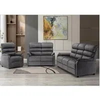 Sanur 3-Piece Sofa Suite with Recliner - Grey, Fabric
