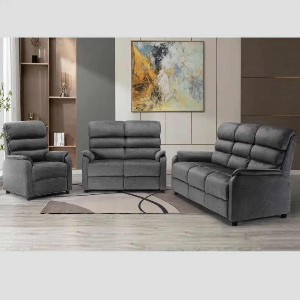 Sanur 3-Piece Sofa Suite with Recliner - Grey, Fabric image
