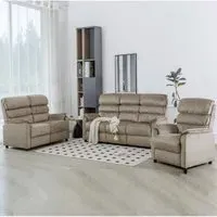 Sanur 3-Piece Sofa Suite with Recliner - Taupe, Fabric