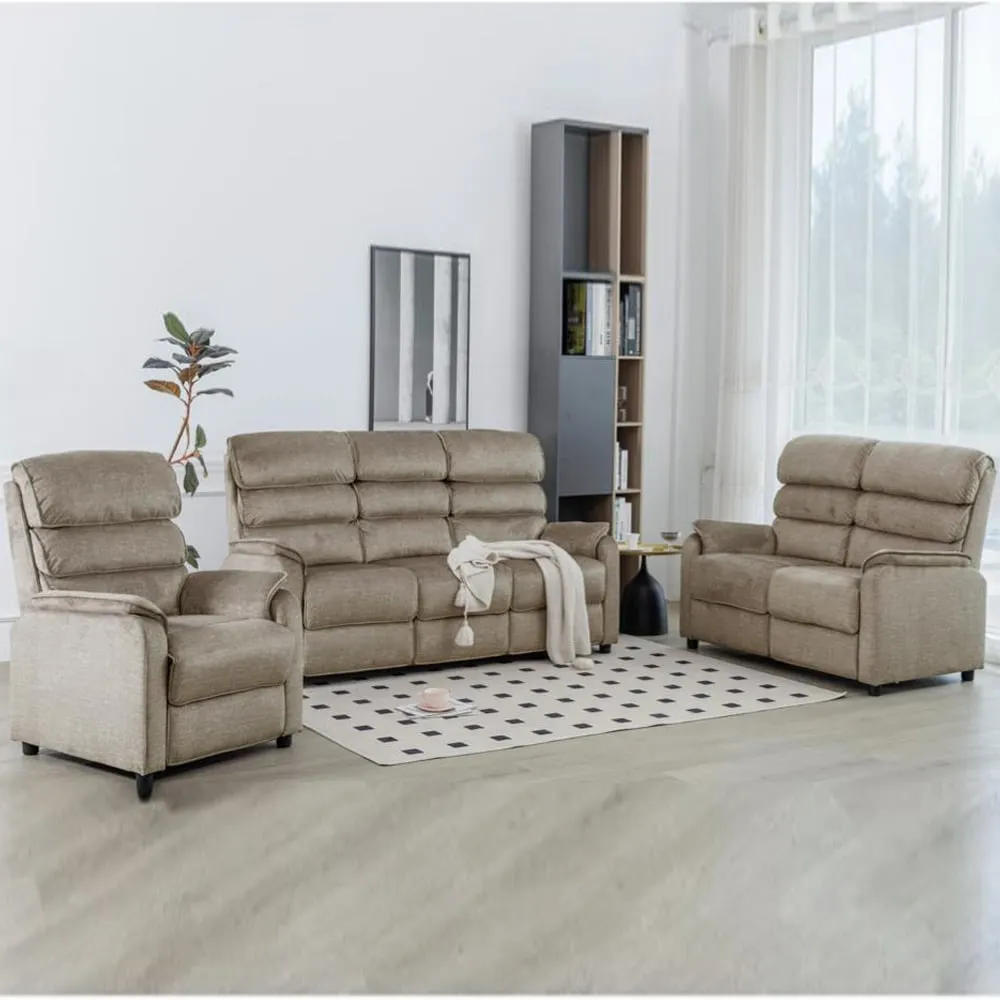 Sanur 3-Piece Sofa Suite with Recliner - Taupe, Fabric