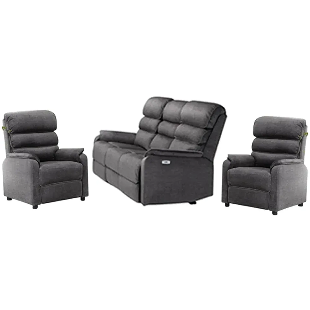 Sanur 3+1+1 Seater Sofa Set - Grey, Fabric