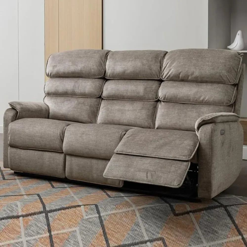 Sanur Electric Recliner 3-Seater Sofa - Taupe, Fabric