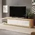 Sanur Extendable TV Stand with 2 Doors - White, Sandal Oak