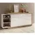 Sanur High Gloss Sideboard 3 Doors 3 Drawers - White, Sandal Oak