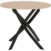 Sanur Round Dining Table - Sonoma Oak, Metal
