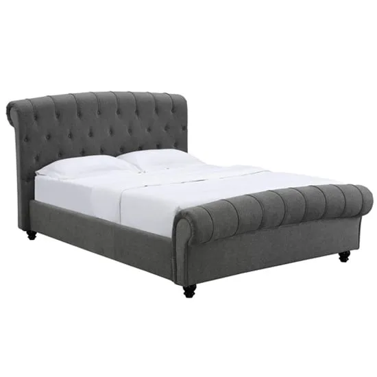 Sanura Double Bed Frame - Grey, Linen