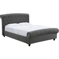 Sanura King Size Bed Frame - Grey, Linen Fabric alternate view
