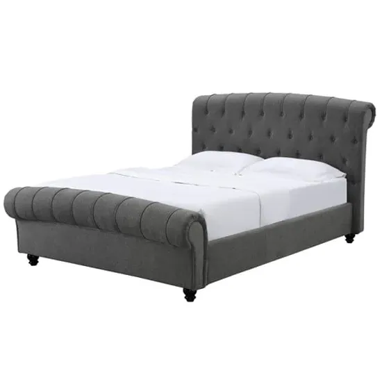 Sanura King Size Bed Frame - Grey, Linen Fabric product