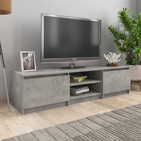 Saraid TV Stand with 2 Doors - Concrete Effect, Chipboard image