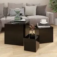 Sarki Set of 3 Cube Side Tables - Black, Chipboard
