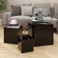 Sarki Set of 3 Cube Side Tables - Black, Chipboard alternate view