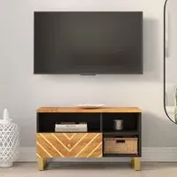 Sarlat TV Stand with 1 Drawer 3 Shelves - Brown, Mango Wood