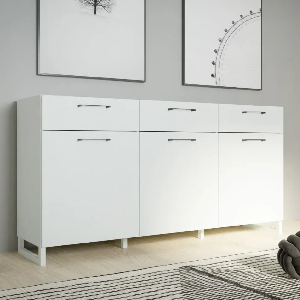 Sarnia 3-Door Sideboard with 3 Drawers - Light Grey, Wood image