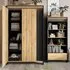 Sarnia 3-Door Wardrobe with LED Lighting - Artisan Oak, Matt Black