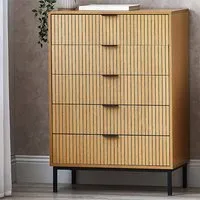 Sarnia 5-Drawer Tall Chest - Natural, MDF alternate view