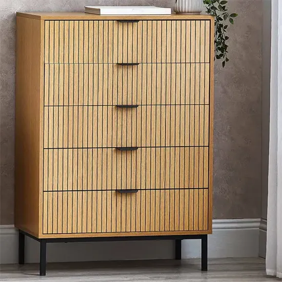 Sarnia 5-Drawer Tall Chest - Natural, MDF product