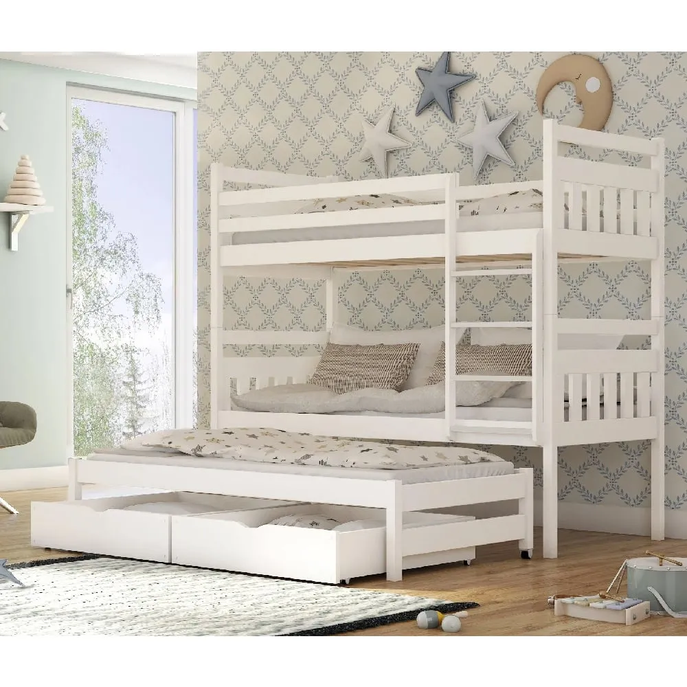 Sarnia Bunk Bed with Trundle and Storage - White
