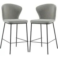 Sarnia Counter Bar Stools In Pair - Stone, Corduroy
