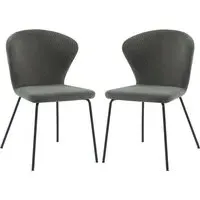 Sarnia Dining Chairs In Pair - Dark Grey, Corduroy