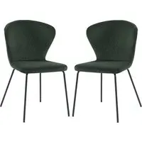 Sarnia Dining Chairs In Pair - Green, Corduroy