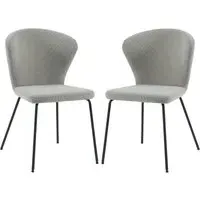 Sarnia Dining Chairs In Pair - Stone, Corduroy