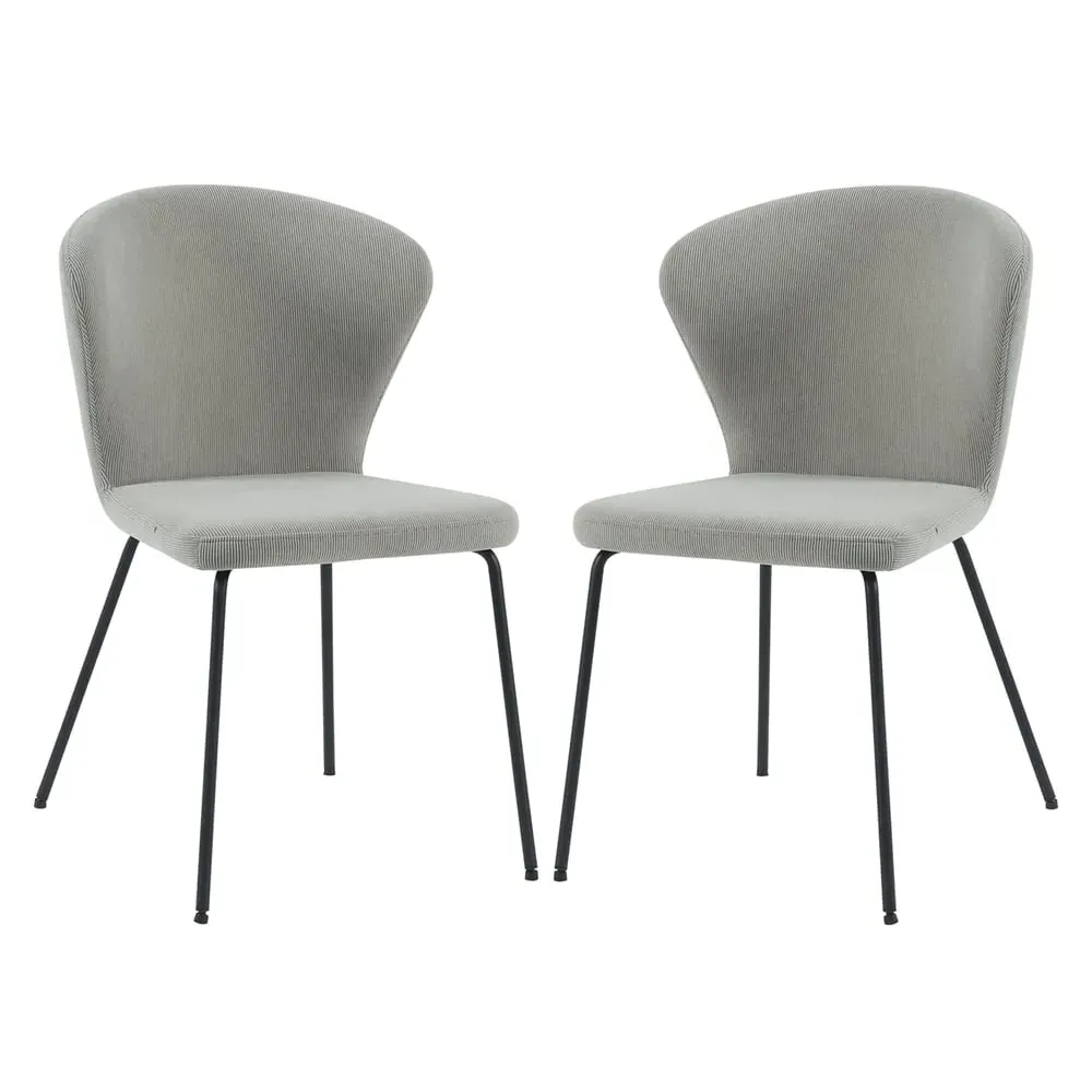 Sarnia Dining Chairs In Pair - Stone, Corduroy